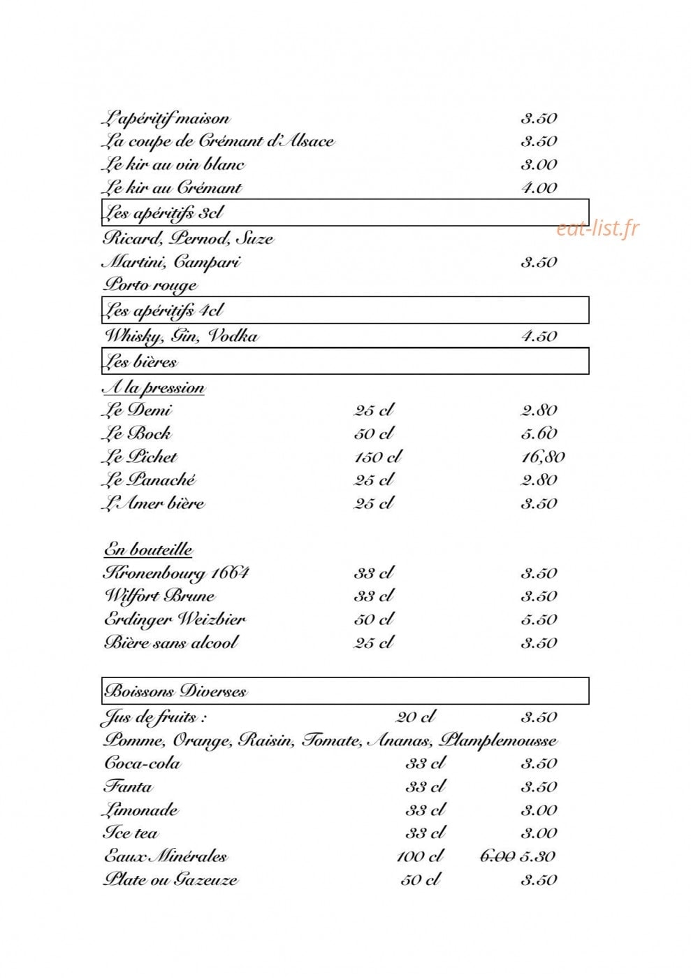 Restaurant La Dime — carte page 2