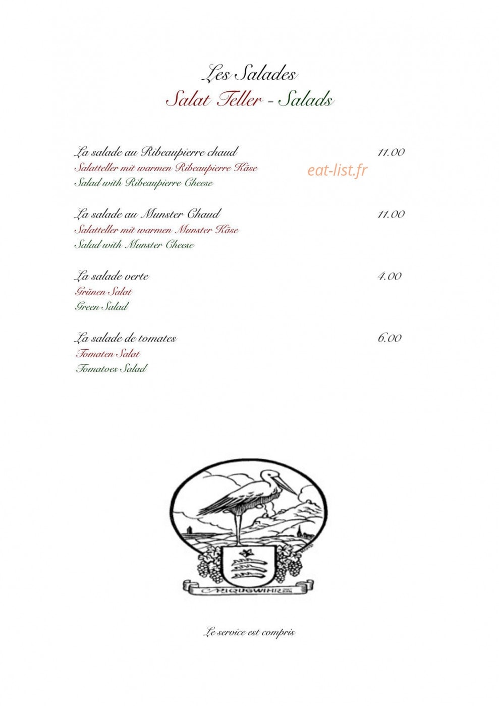 Restaurant La Dime — carte page 4