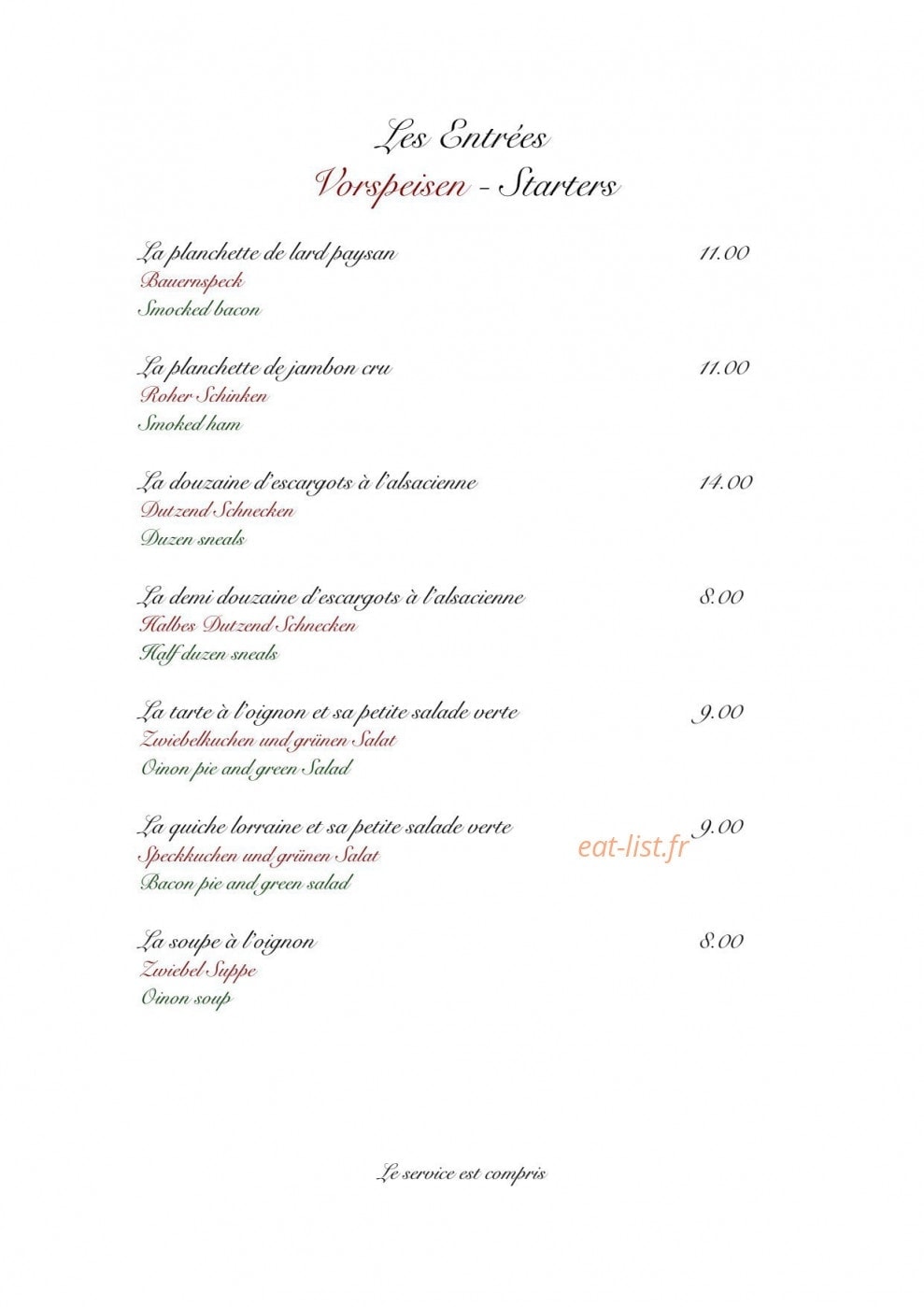 Restaurant La Dime — carte page 5