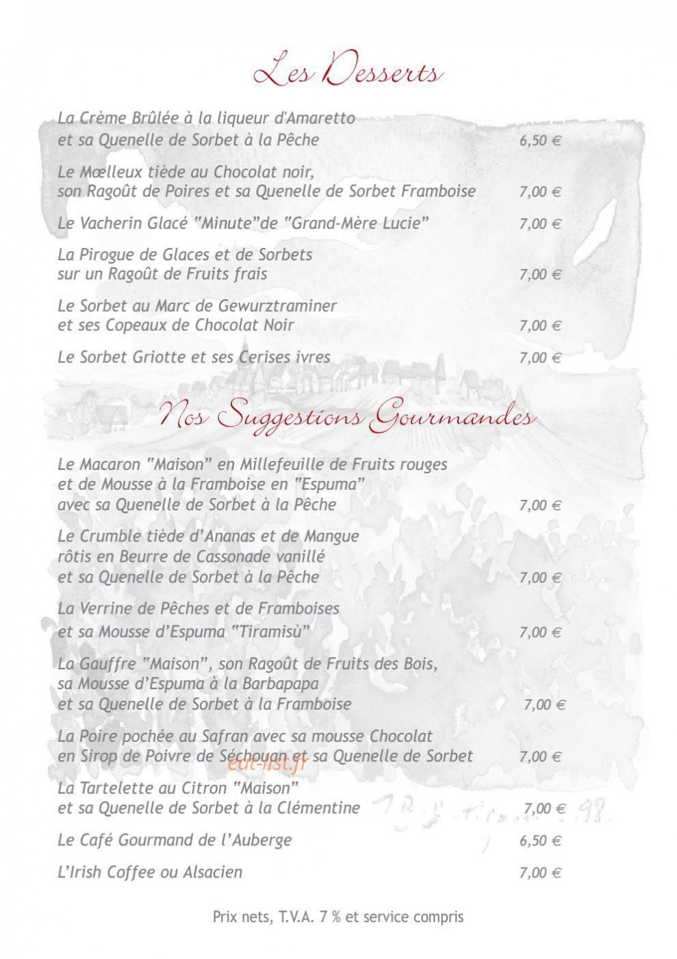 Auberge du Froehn — carte page 17
