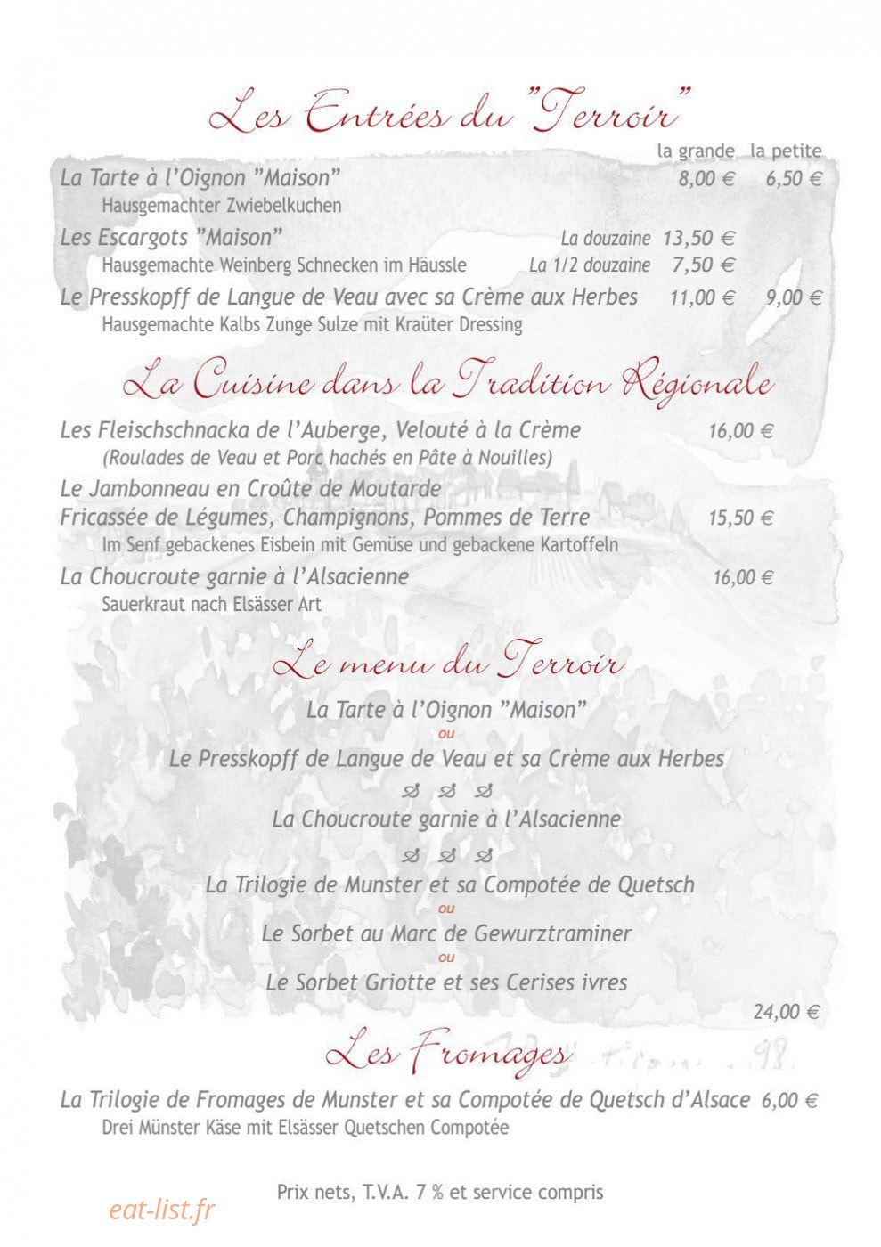 Auberge du Froehn — carte page 13
