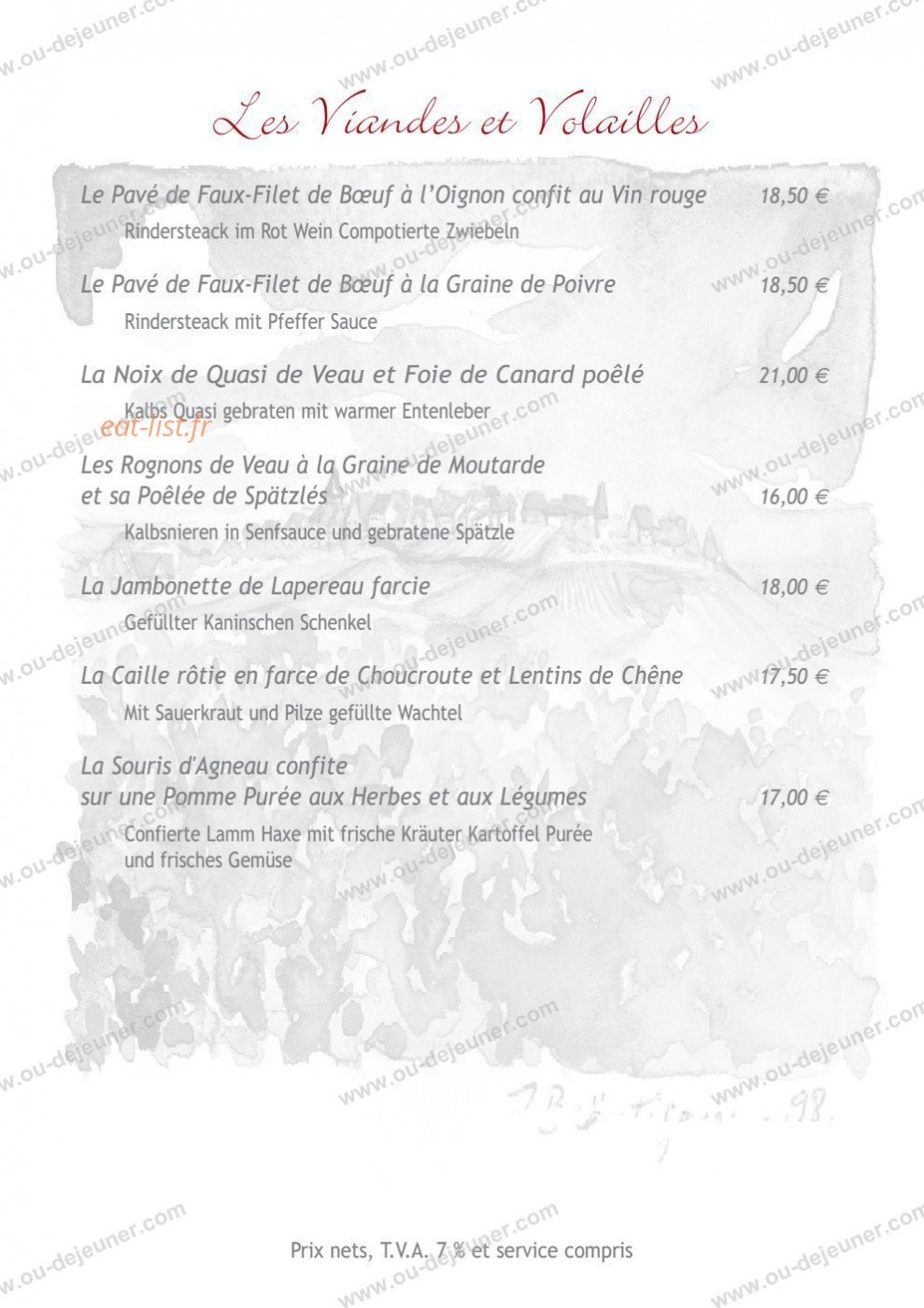 Auberge du Froehn — carte page 15