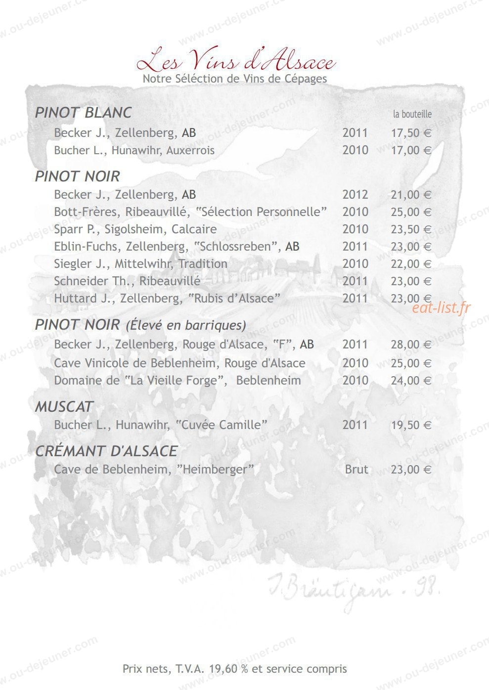 Auberge du Froehn — carte page 1