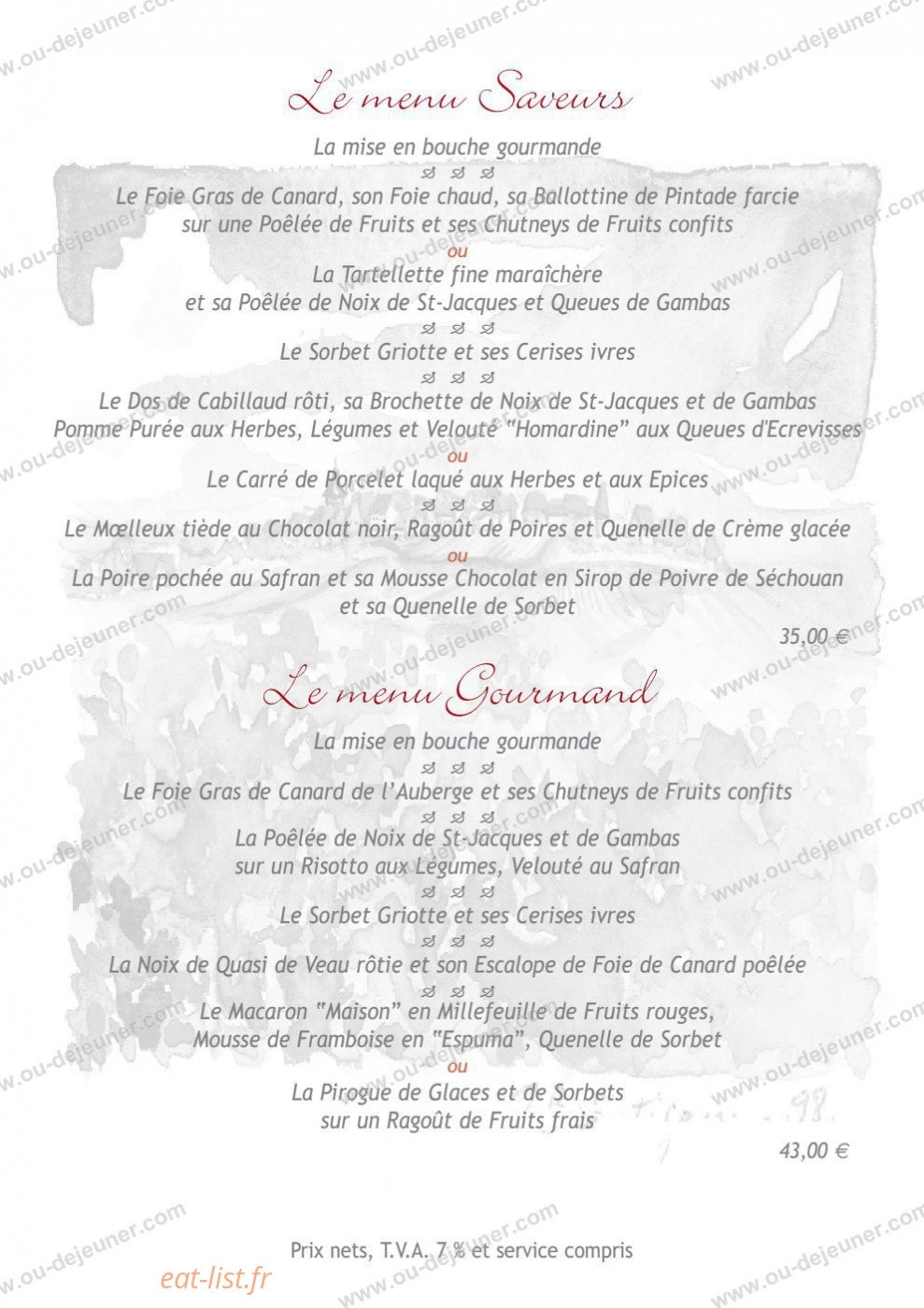 Auberge du Froehn — carte page 12