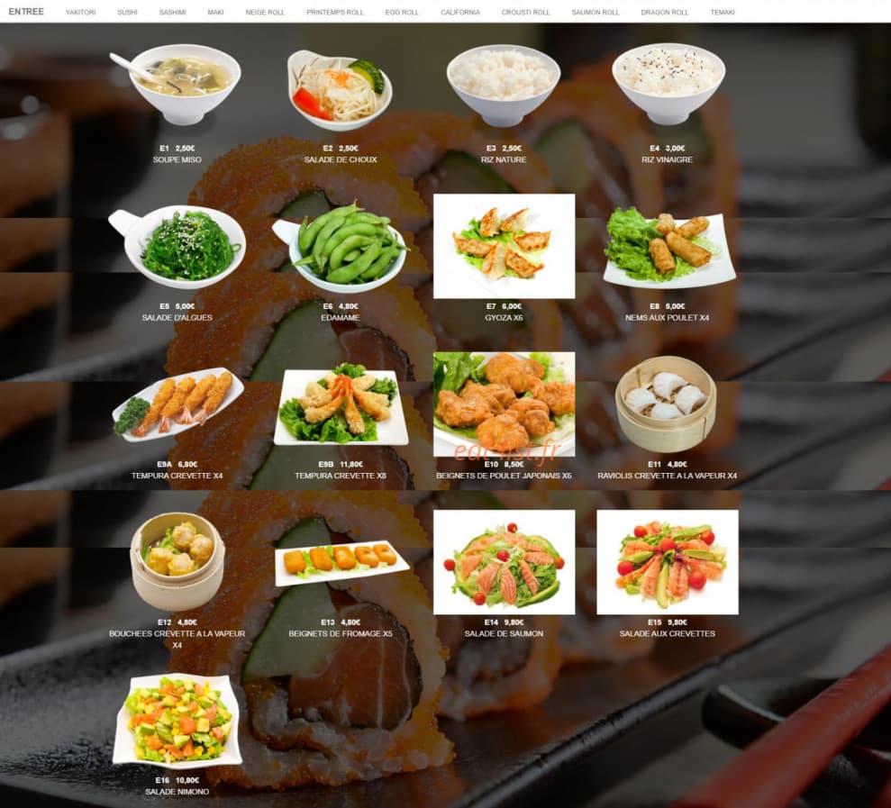 Sushi Mei — carte page 1