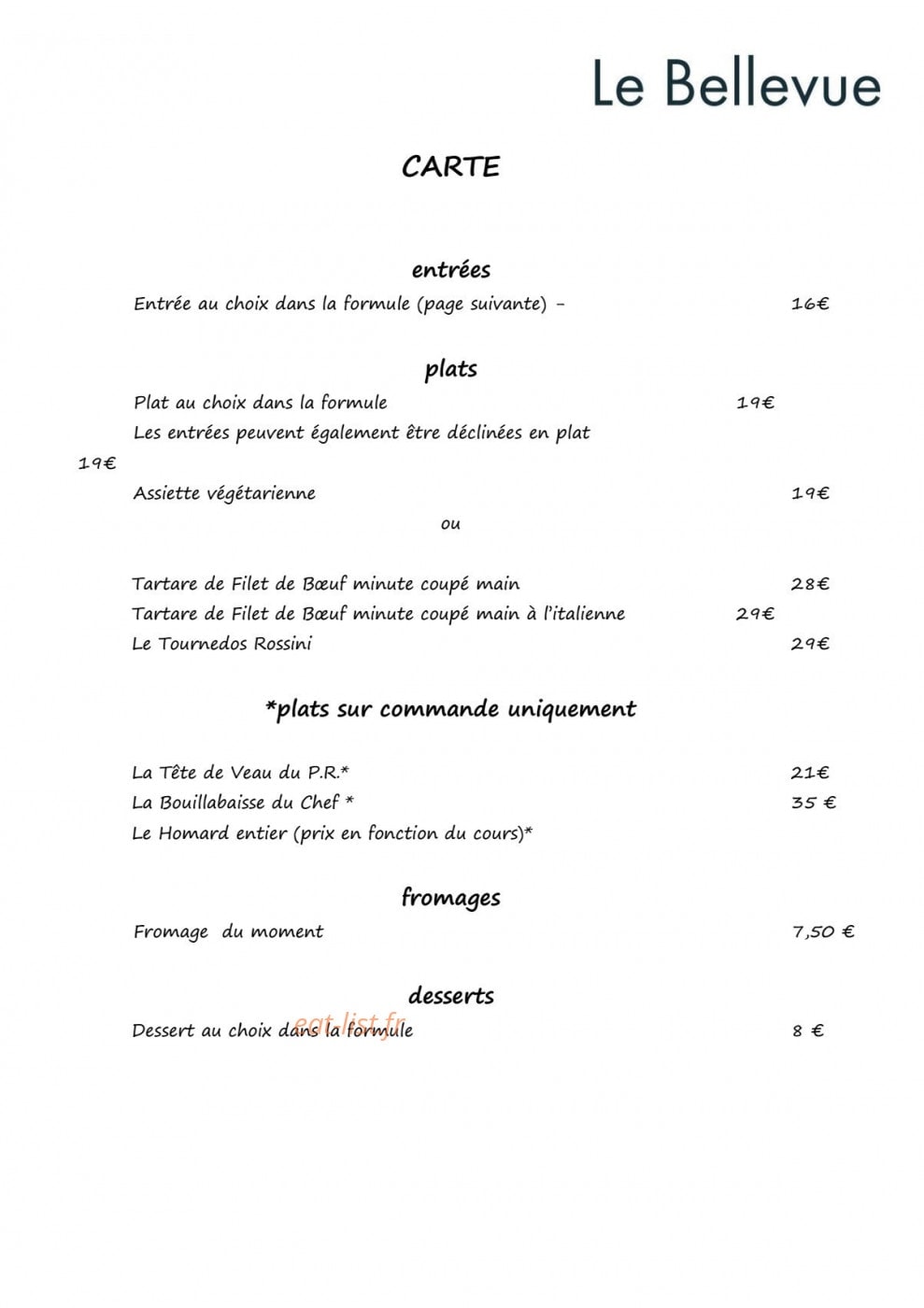 Le Bellevue — carte page 2