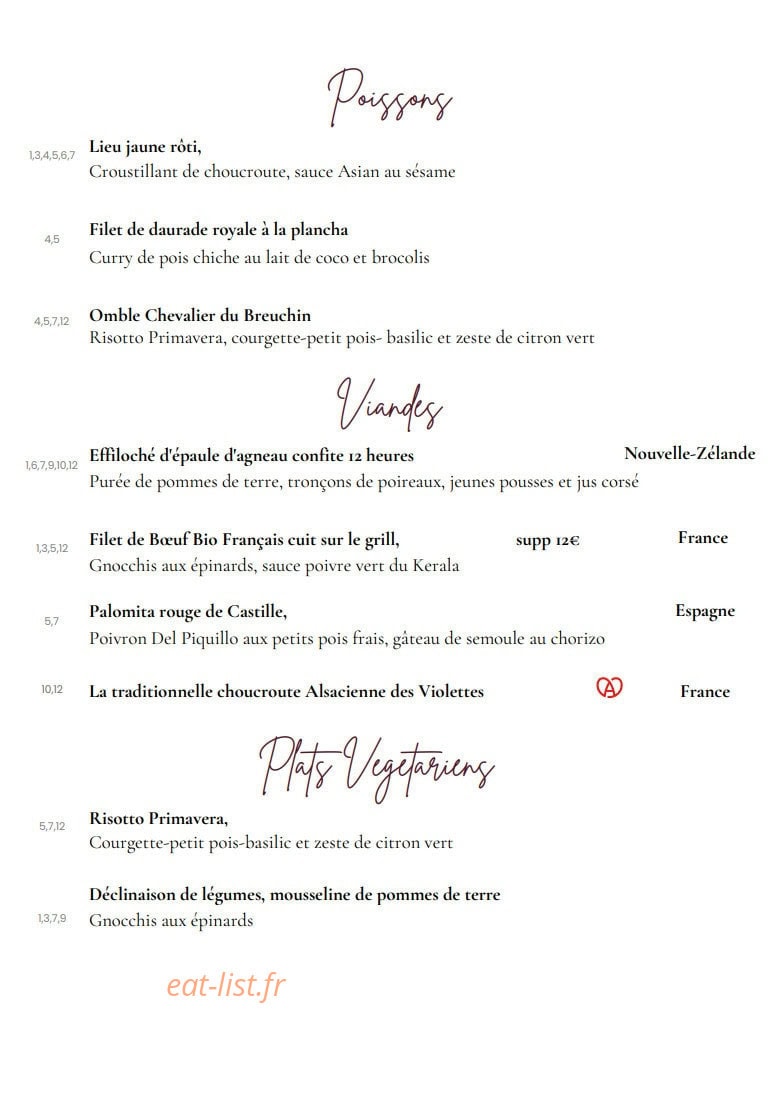Le Jardin des Violettes — carte page 4
