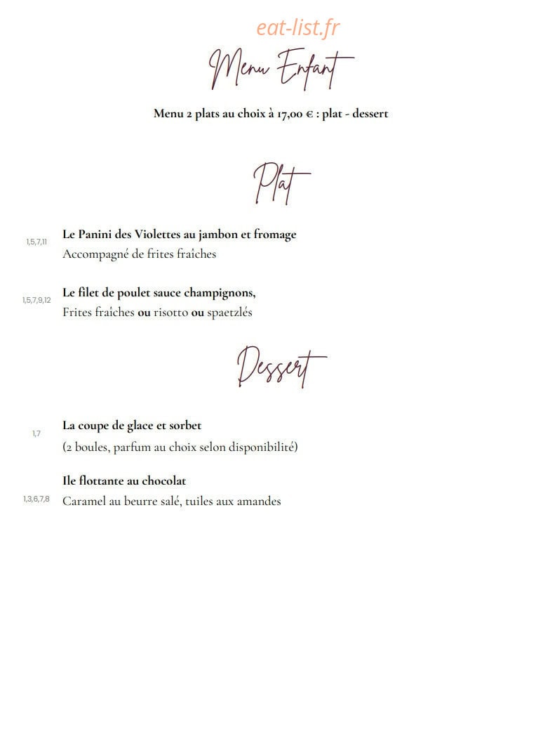 Le Jardin des Violettes — carte page 6