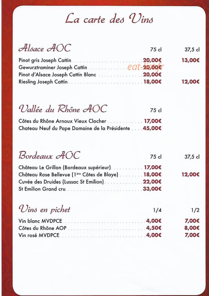 Les Clefs d'Or — carte page 14