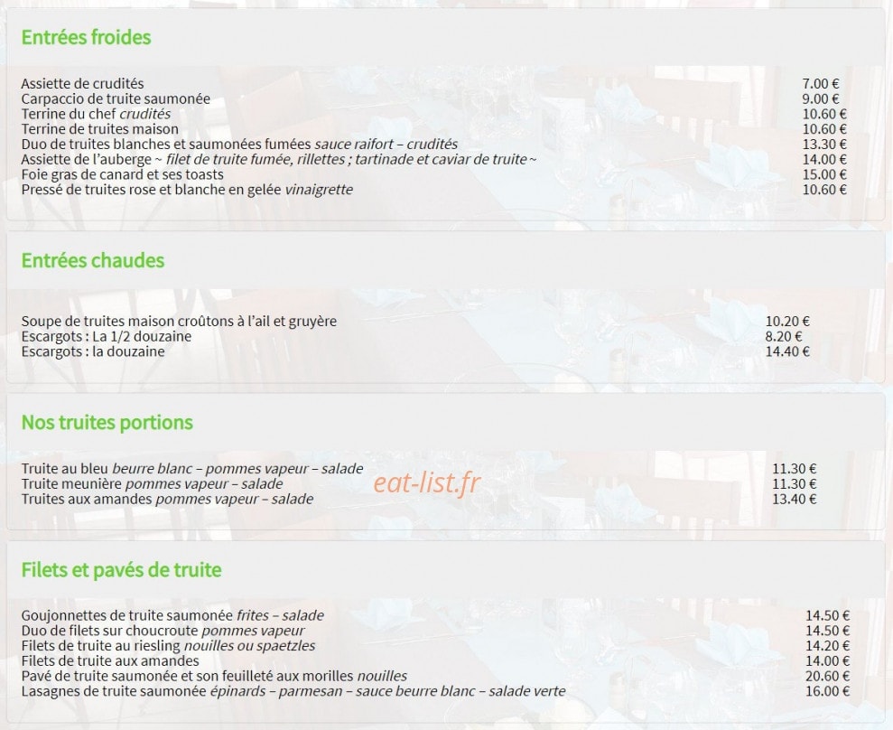 Auberge des 2 Lacs — carte page 2