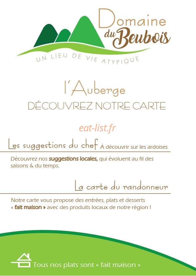 Auberge du Beubois — carte page 1