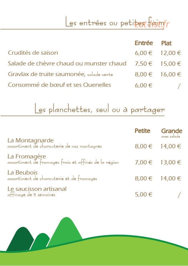 Auberge du Beubois — carte page 2