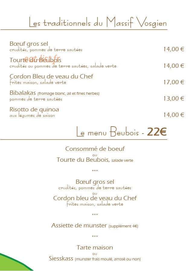 Auberge du Beubois — carte page 3