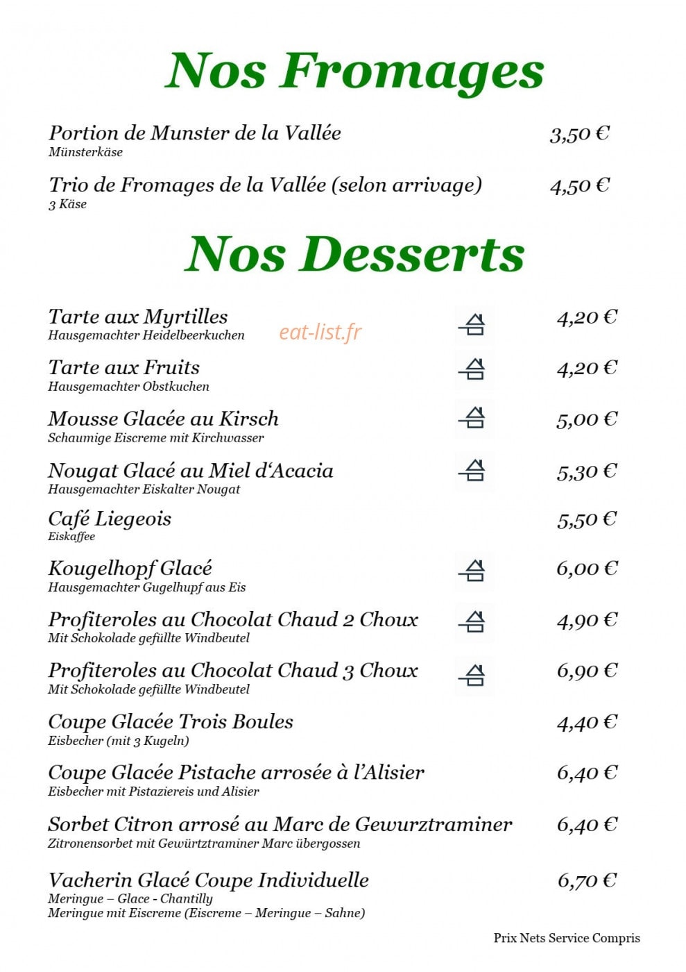 Auberge du Lac Noir — carte page 6
