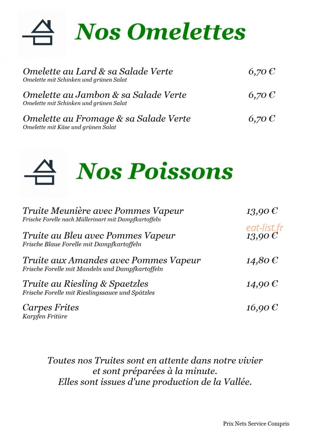 Auberge du Lac Noir — carte page 4