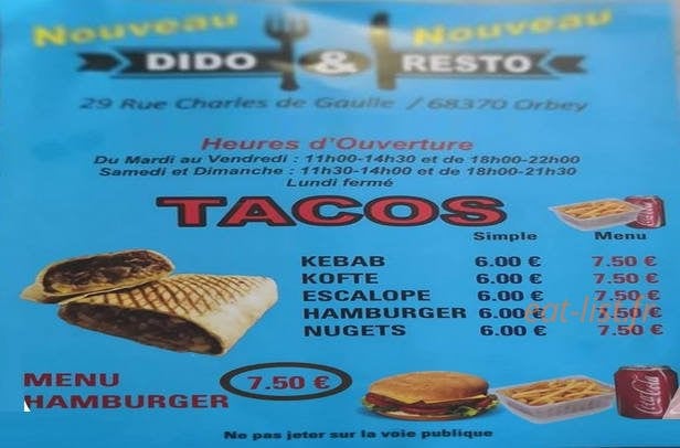 Dido Resto — carte page 1