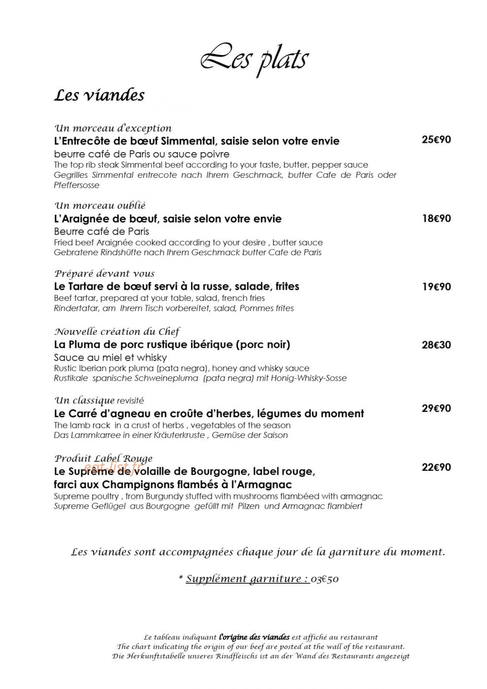 Au Cheval Blanc — carte page 4