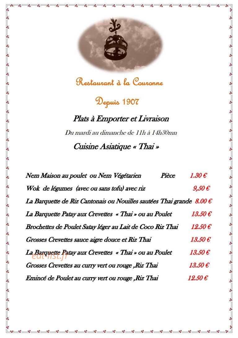 Restaurant à la Couronne — carte page 2