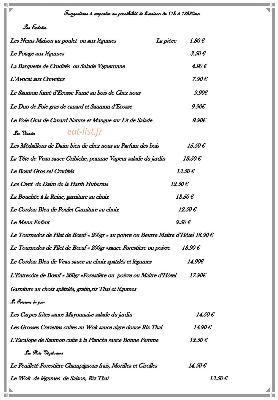 Restaurant à la Couronne — carte page 5