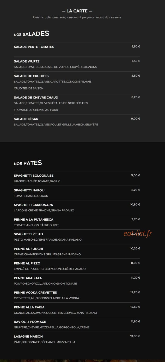 Al Pizzo — carte page 2