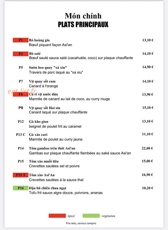 Asian — carte page 1