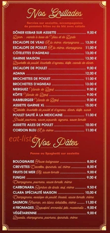 Chez Clara — carte page 3