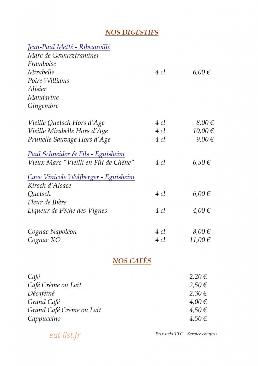 Auberge des Trois Châteaux — carte page 7