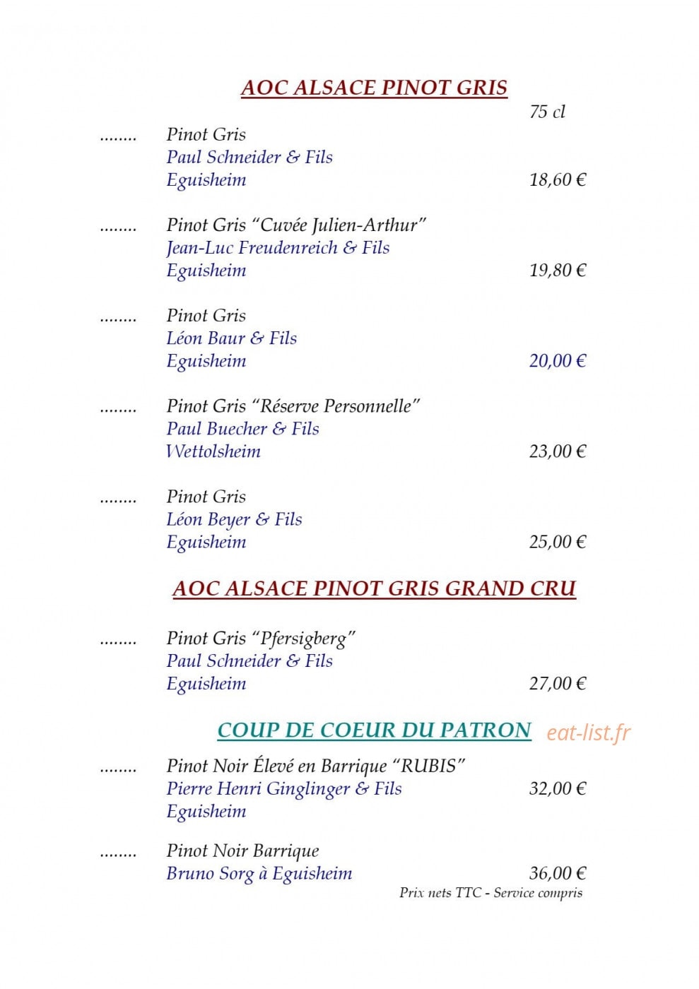 Auberge des Trois Châteaux — carte page 12