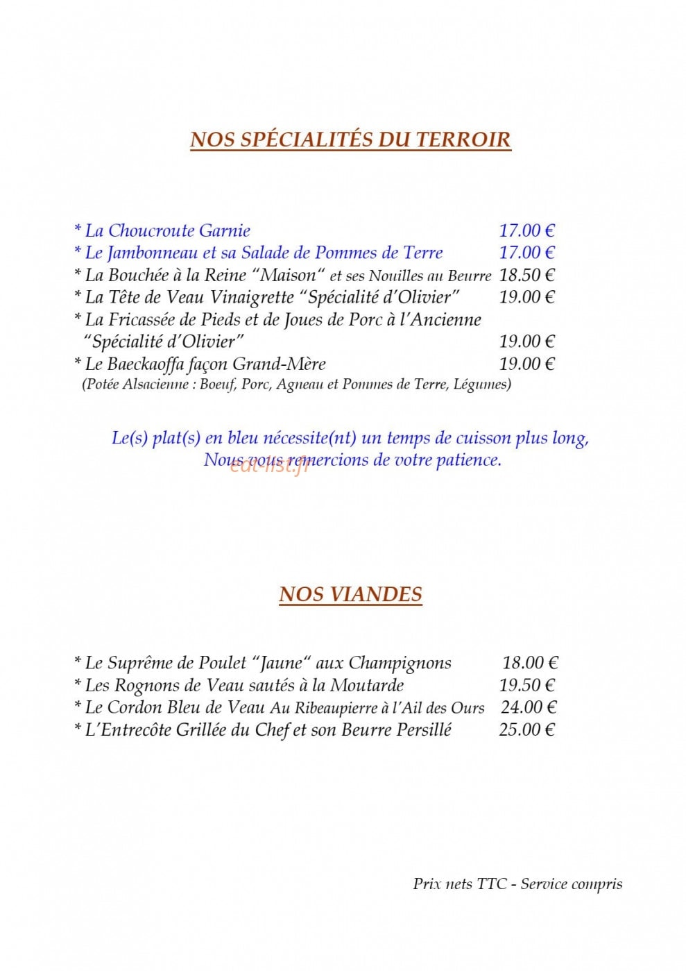 Auberge des Trois Châteaux — carte page 4