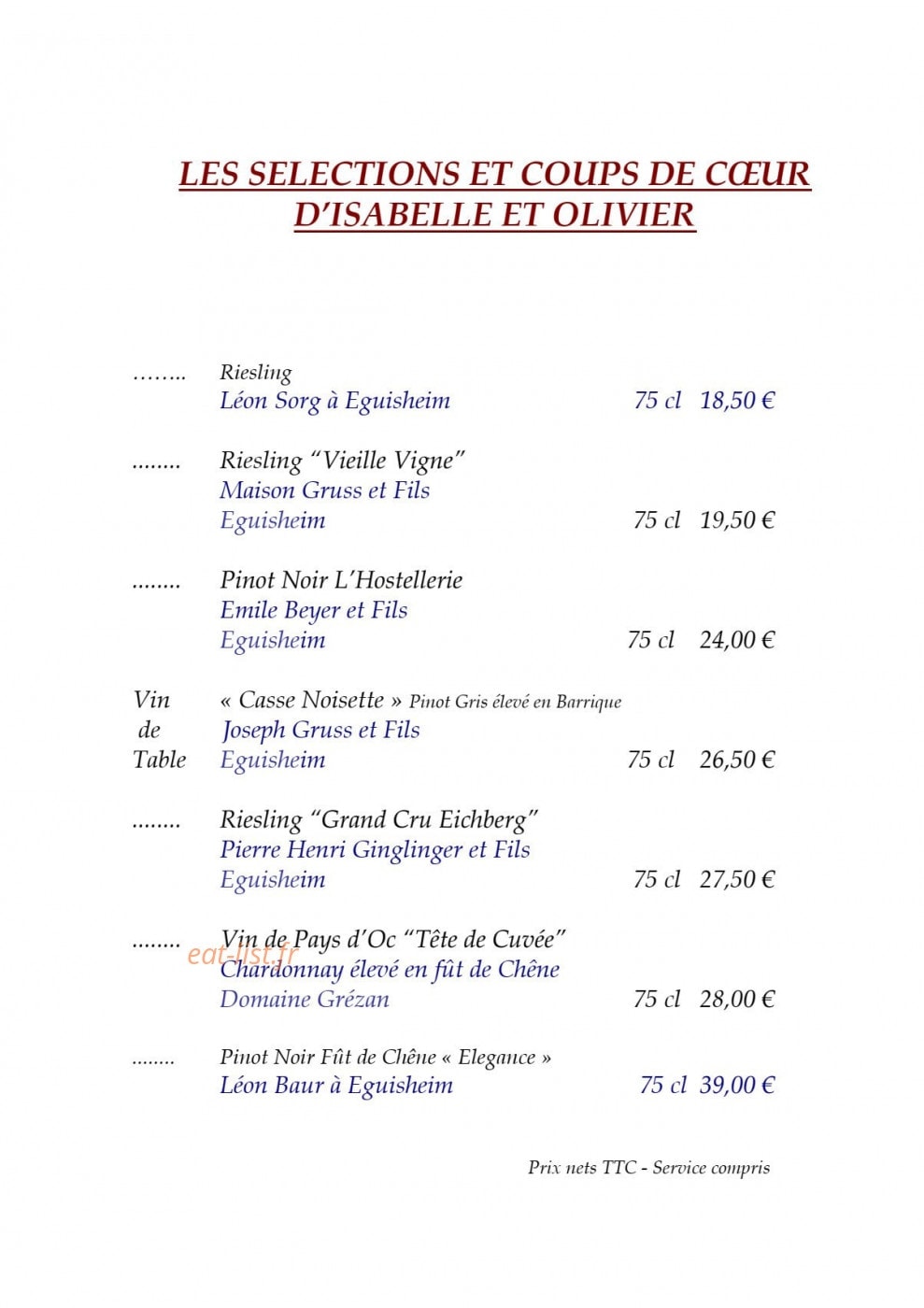 Auberge des Trois Châteaux — carte page 8