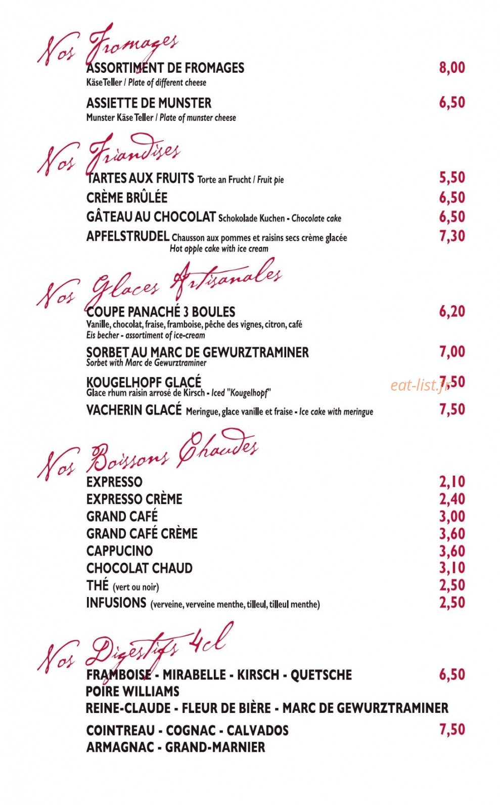 Auberge du Rempart — carte page 4