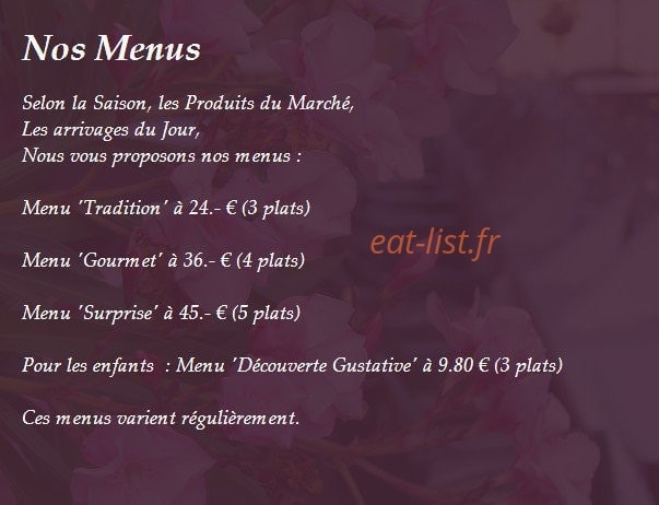 Carte et menu de Restaurant Au Vieux Porche à Eguisheim — Les menus