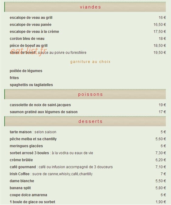 Restaurant pizzeria le Dagsbourg — carte page 2
