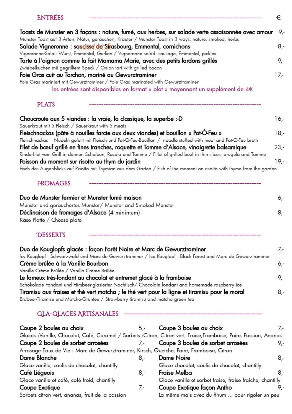 Resto des Vignes — carte page 2