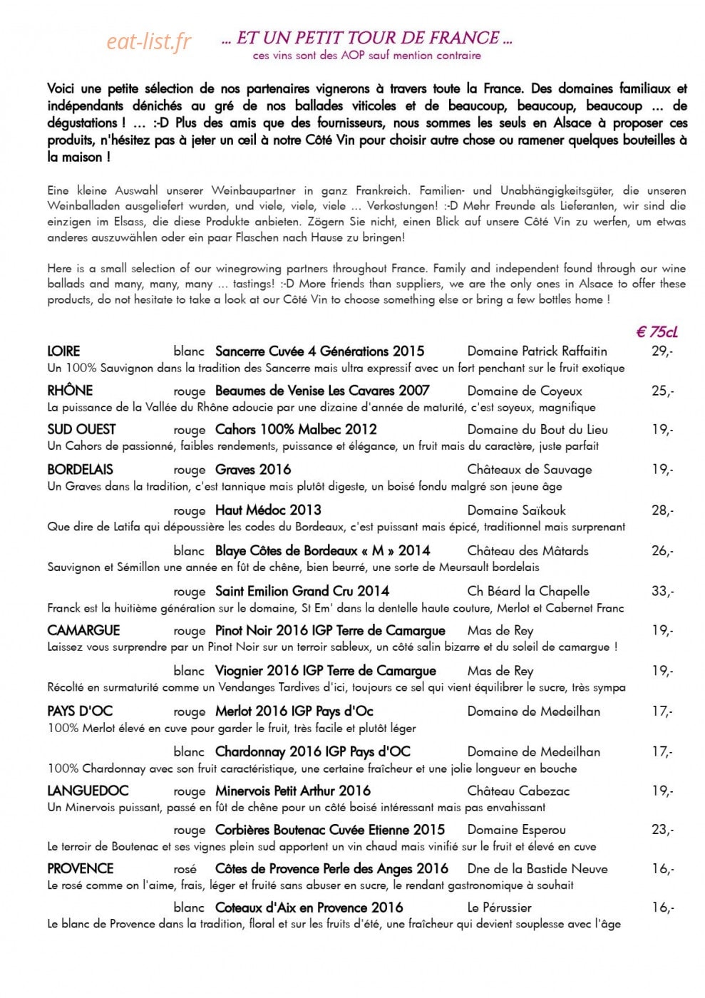 Resto des Vignes — carte page 5