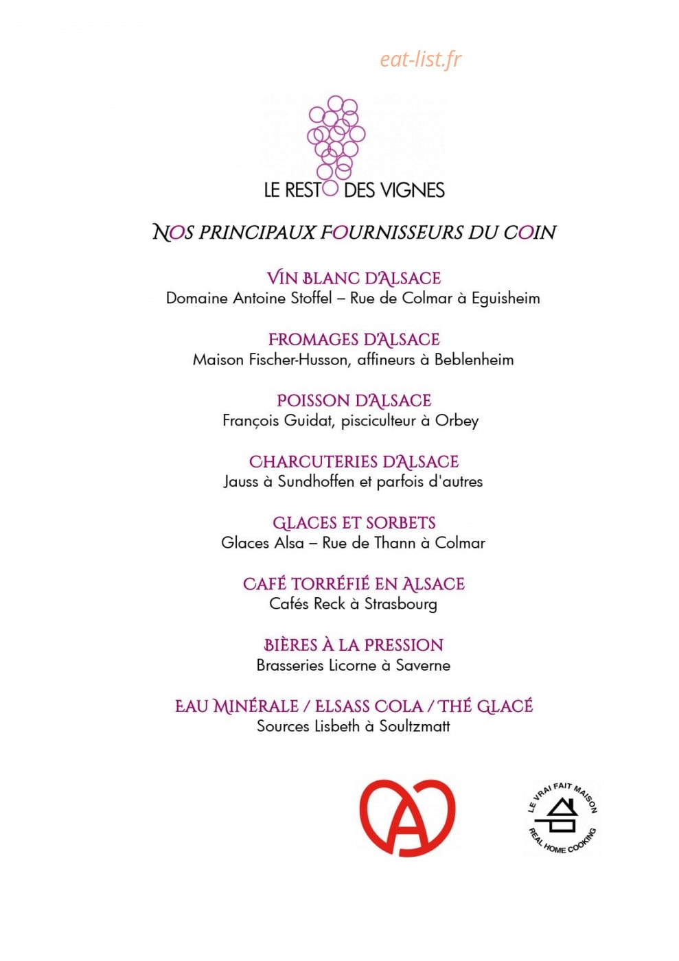 Resto des Vignes — carte page 6