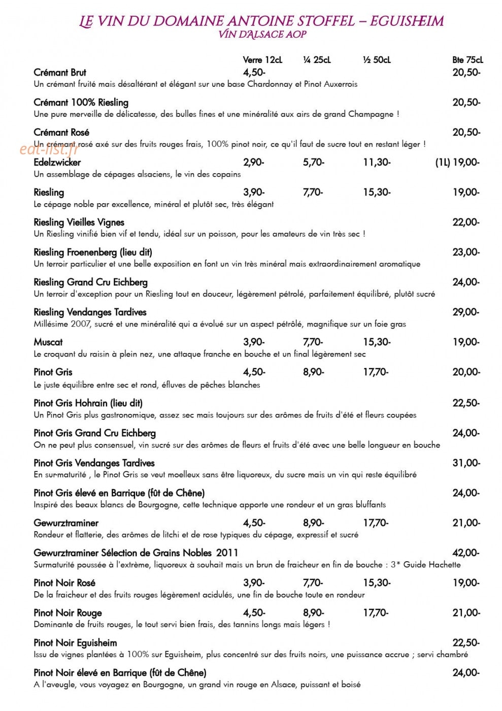 Resto des Vignes — carte page 4