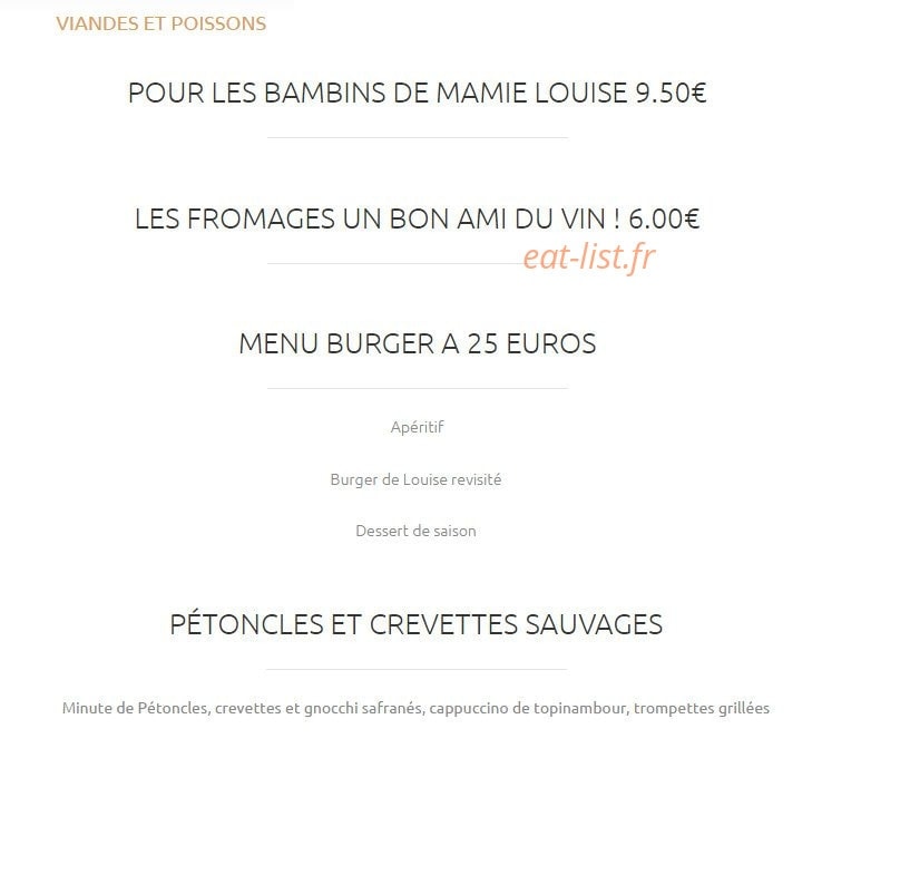 La Table de Louise — carte page 1