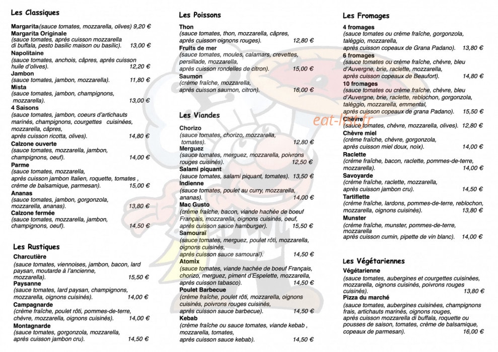 Pizzaman — carte page 1