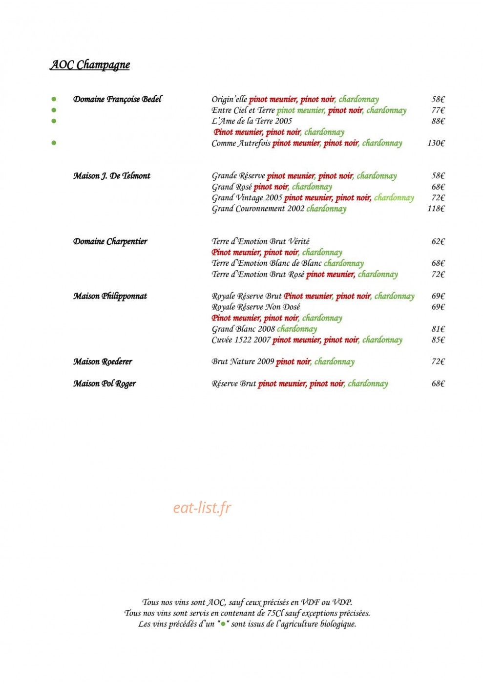Le Clos des Sens — carte page 3