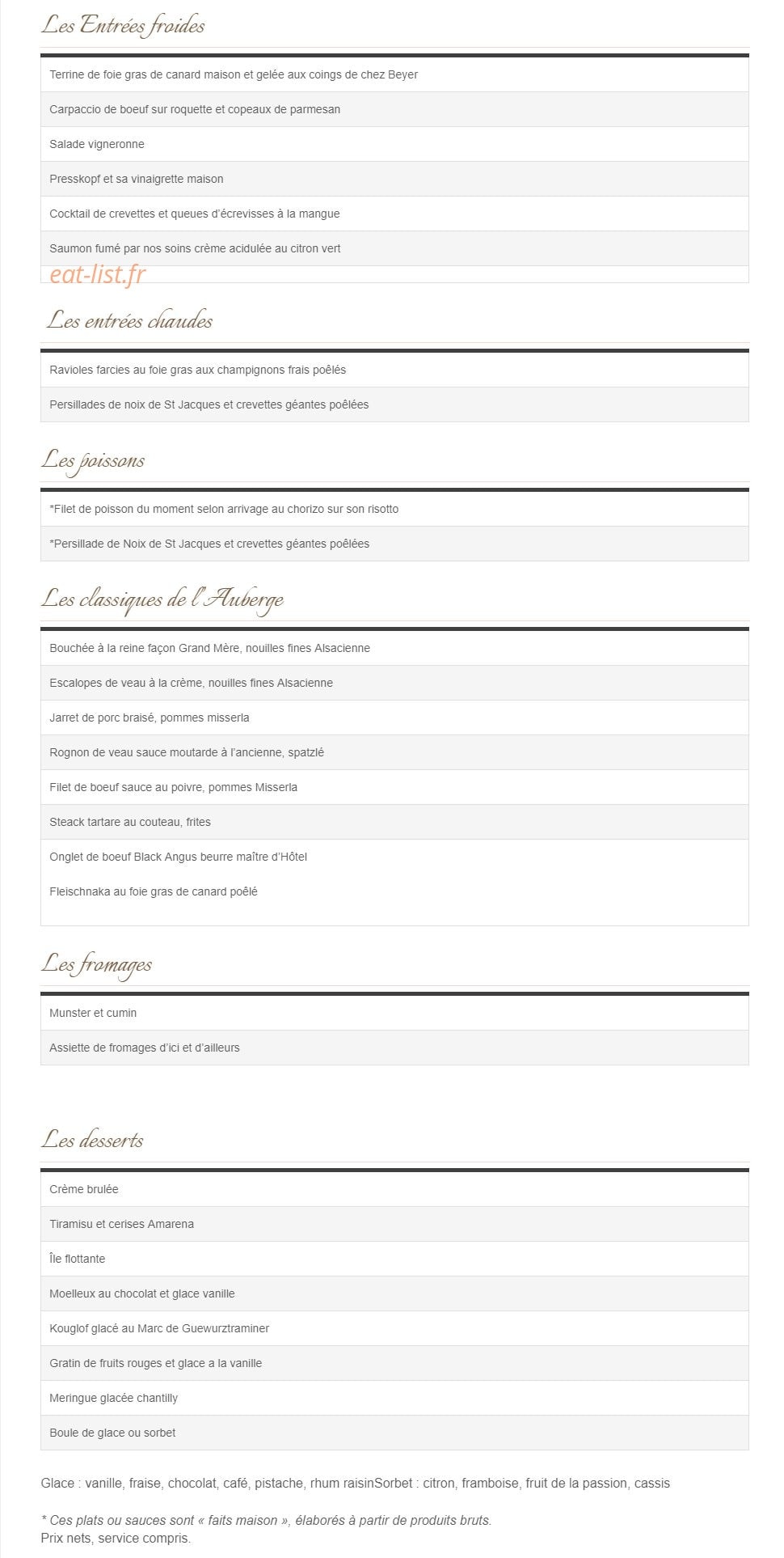 L'Auberge du Soleil — carte page 1