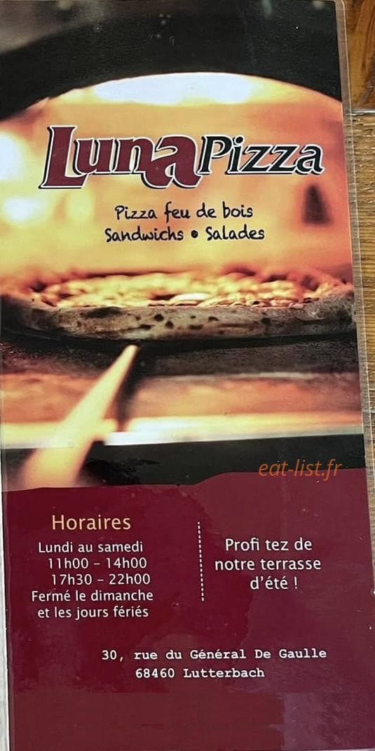 Luna pizza — carte page 1