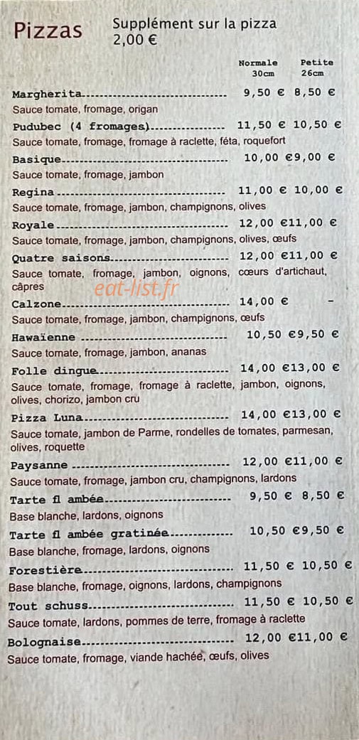 Luna pizza — carte page 3