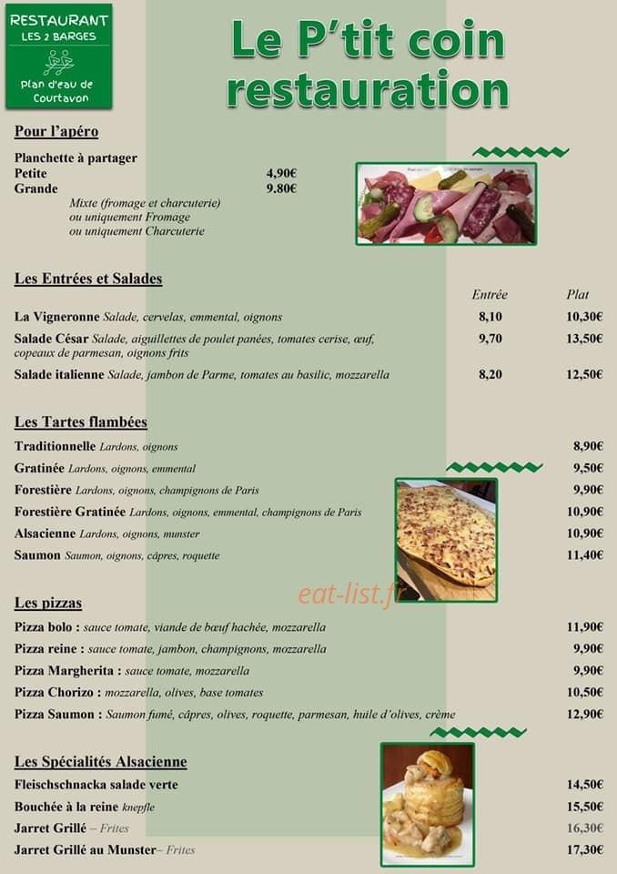 Restaurant Les 2 Barges — carte page 2
