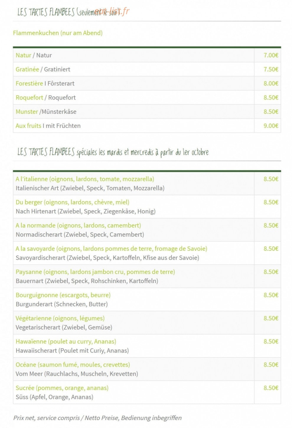 Restaurant Cesarhof — carte page 2