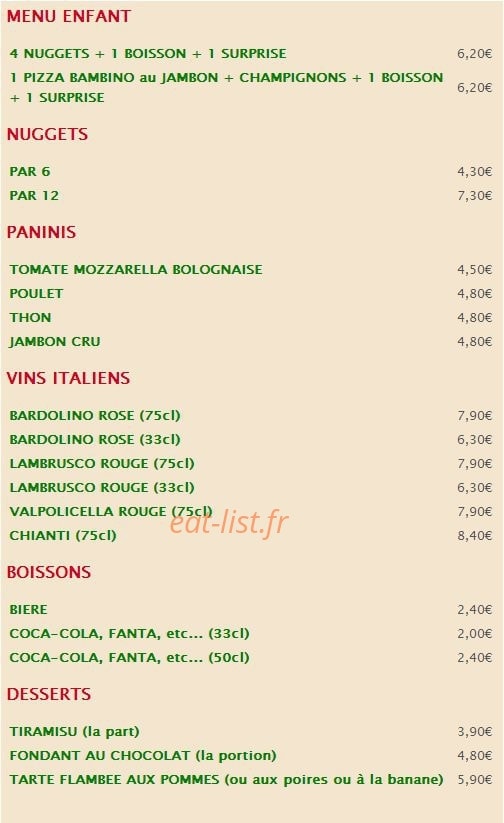 Pizzeria Pendaries — carte page 4