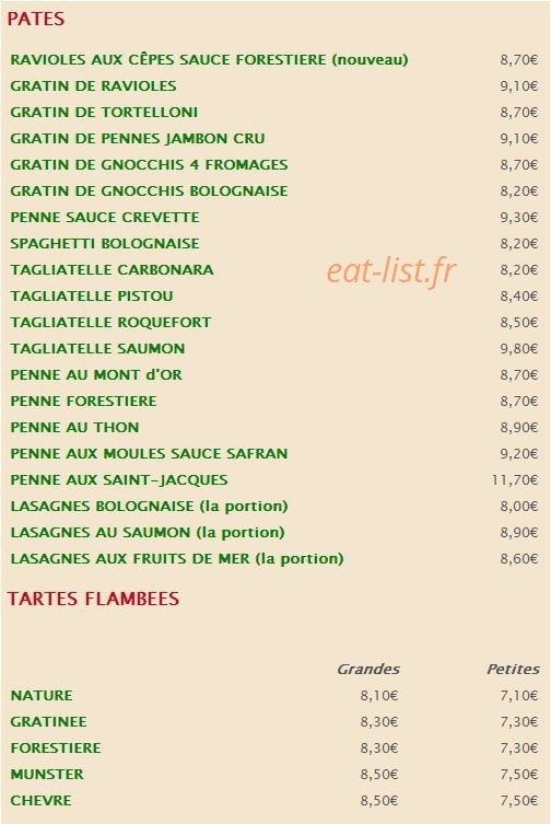 Pizzeria Pendaries à Vieux Ferrette - menu en ligne