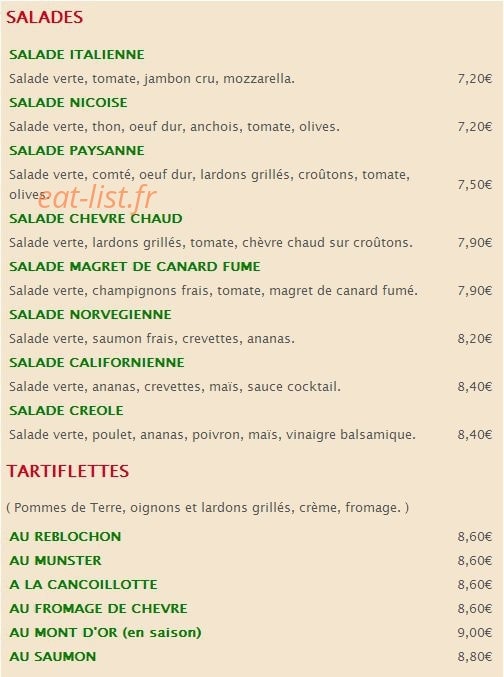 Pizzeria Pendaries — carte page 2