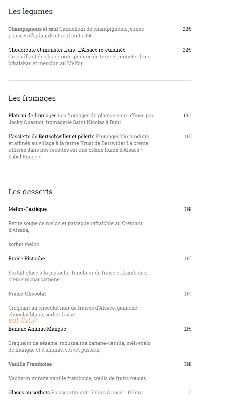 Restaurant Koenig — carte page 3