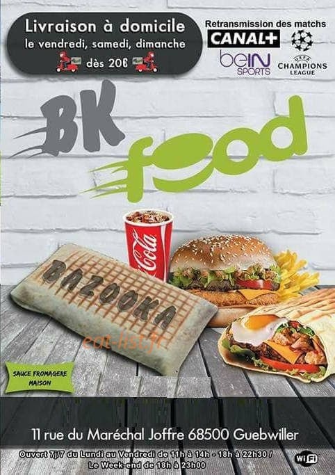 Bk Food — carte page 1